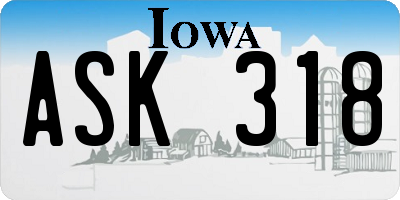 IA license plate ASK318