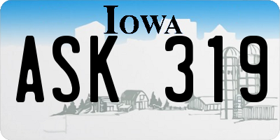 IA license plate ASK319