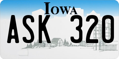IA license plate ASK320