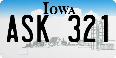 IA license plate ASK321