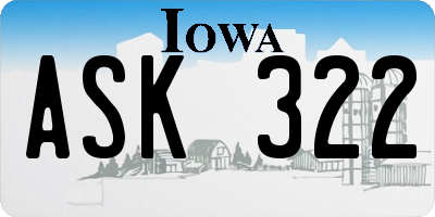 IA license plate ASK322