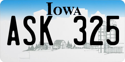 IA license plate ASK325