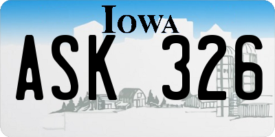 IA license plate ASK326