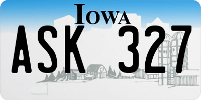 IA license plate ASK327