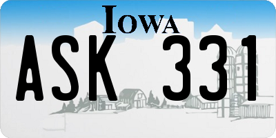 IA license plate ASK331