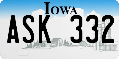 IA license plate ASK332