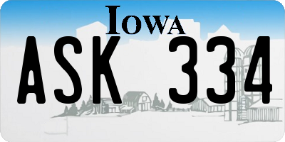 IA license plate ASK334