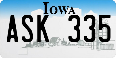 IA license plate ASK335