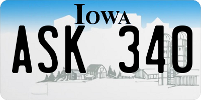 IA license plate ASK340