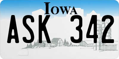 IA license plate ASK342