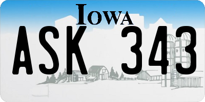 IA license plate ASK343