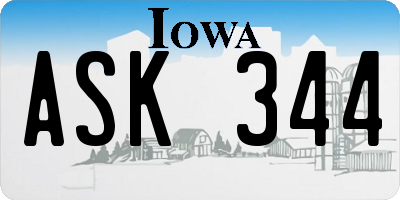 IA license plate ASK344