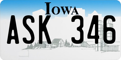 IA license plate ASK346