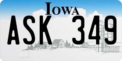 IA license plate ASK349