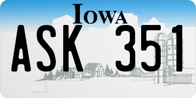 IA license plate ASK351