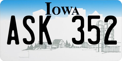 IA license plate ASK352