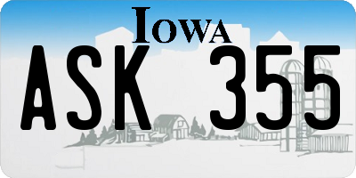 IA license plate ASK355