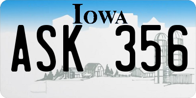 IA license plate ASK356