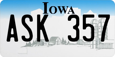 IA license plate ASK357