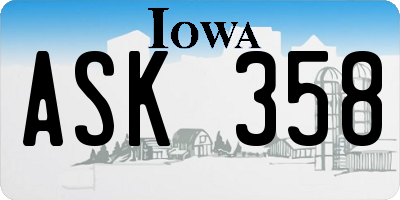 IA license plate ASK358