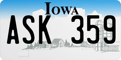 IA license plate ASK359