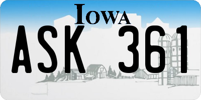 IA license plate ASK361
