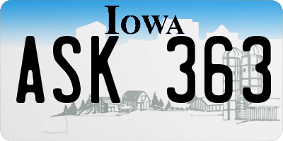 IA license plate ASK363