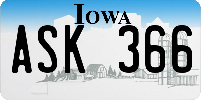 IA license plate ASK366