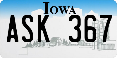 IA license plate ASK367