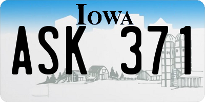 IA license plate ASK371