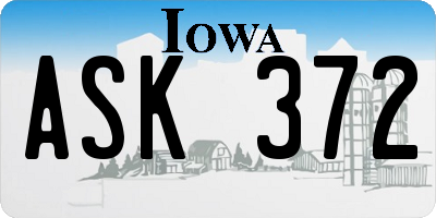 IA license plate ASK372