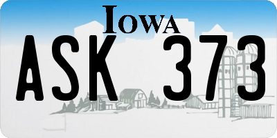 IA license plate ASK373