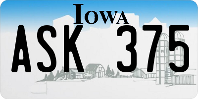 IA license plate ASK375