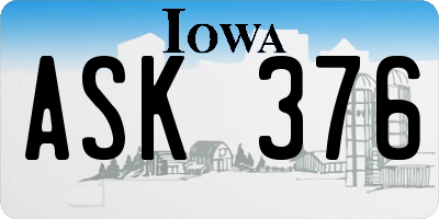 IA license plate ASK376