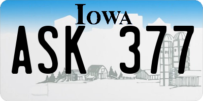 IA license plate ASK377