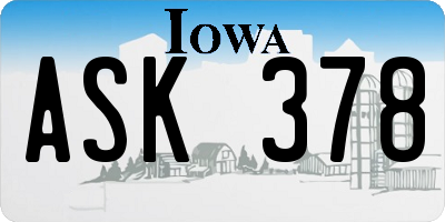 IA license plate ASK378