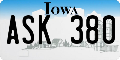 IA license plate ASK380