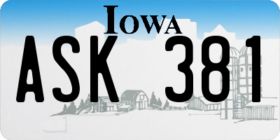IA license plate ASK381