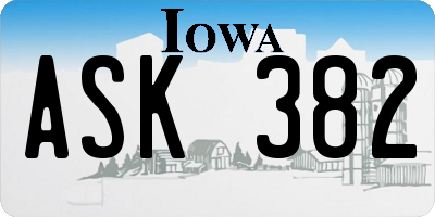 IA license plate ASK382