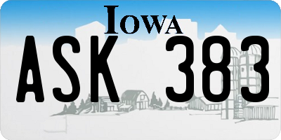 IA license plate ASK383