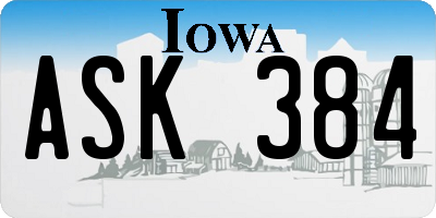 IA license plate ASK384