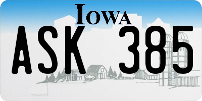 IA license plate ASK385