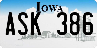 IA license plate ASK386