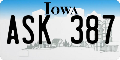 IA license plate ASK387