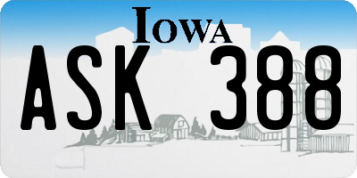 IA license plate ASK388