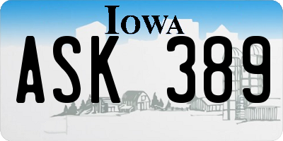 IA license plate ASK389