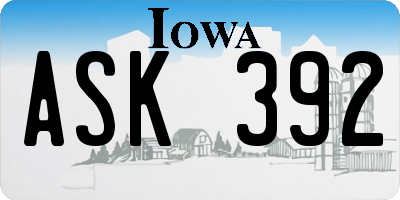 IA license plate ASK392