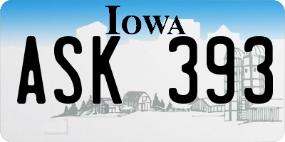 IA license plate ASK393