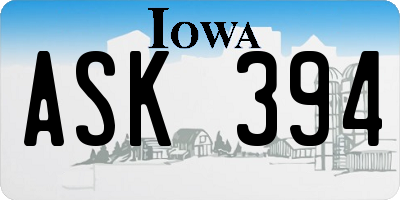 IA license plate ASK394