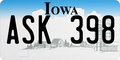 IA license plate ASK398